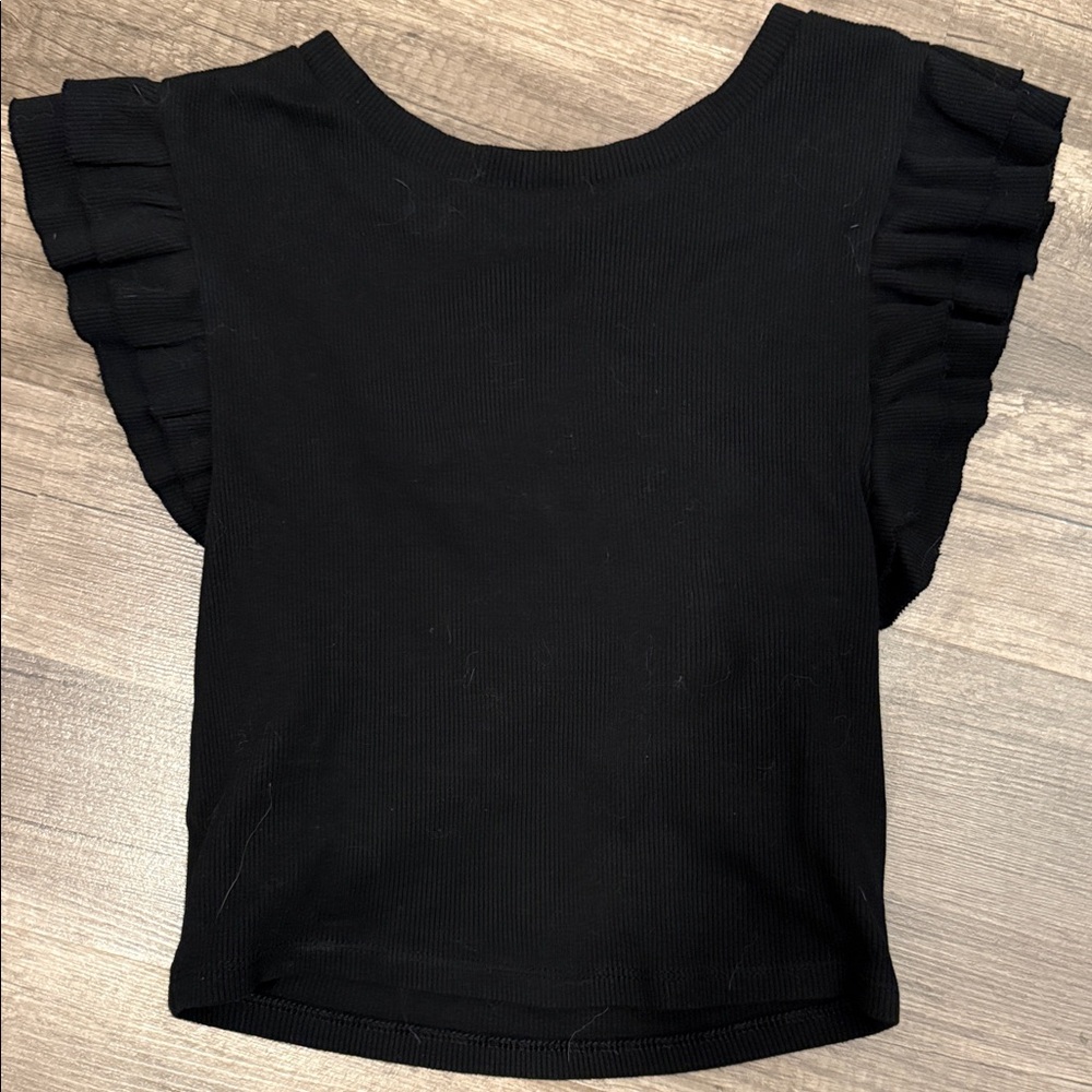 Zara Small Black Ruffled Sleeve Top